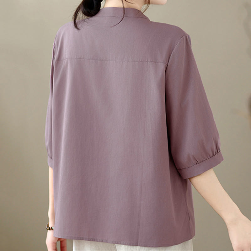 Nimara Ritual Summer Minimalist Casual Quarter Zip Design Solid Women's Short Sleeve Shirts With Patch Pocket
