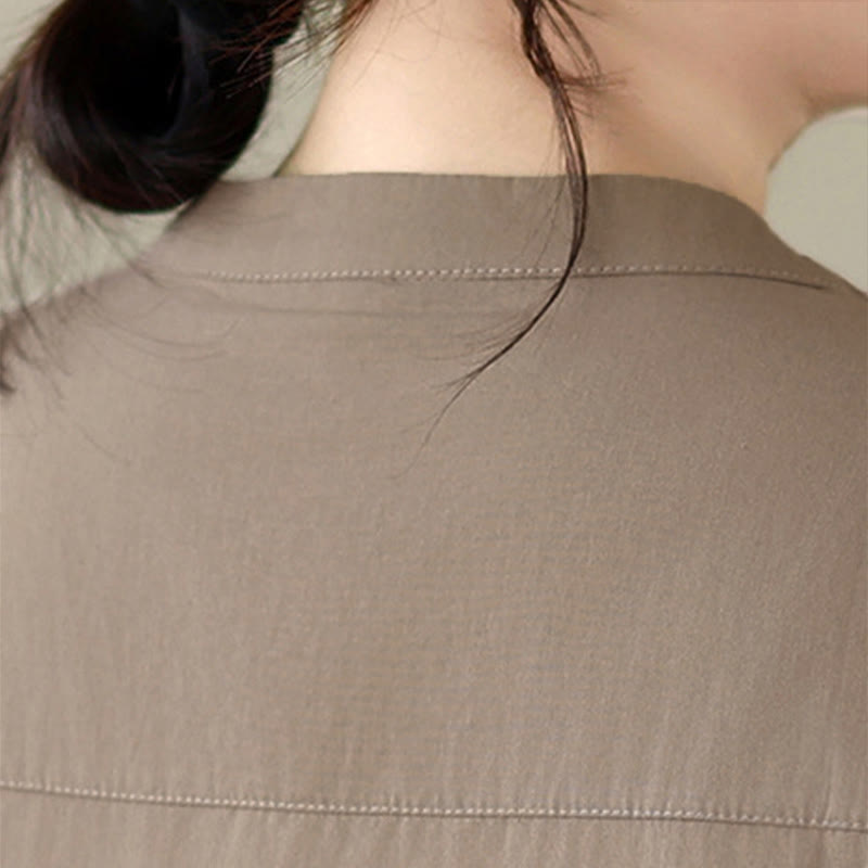 Nimara Ritual Summer Minimalist Casual Quarter Zip Design Solid Women's Short Sleeve Shirts With Patch Pocket