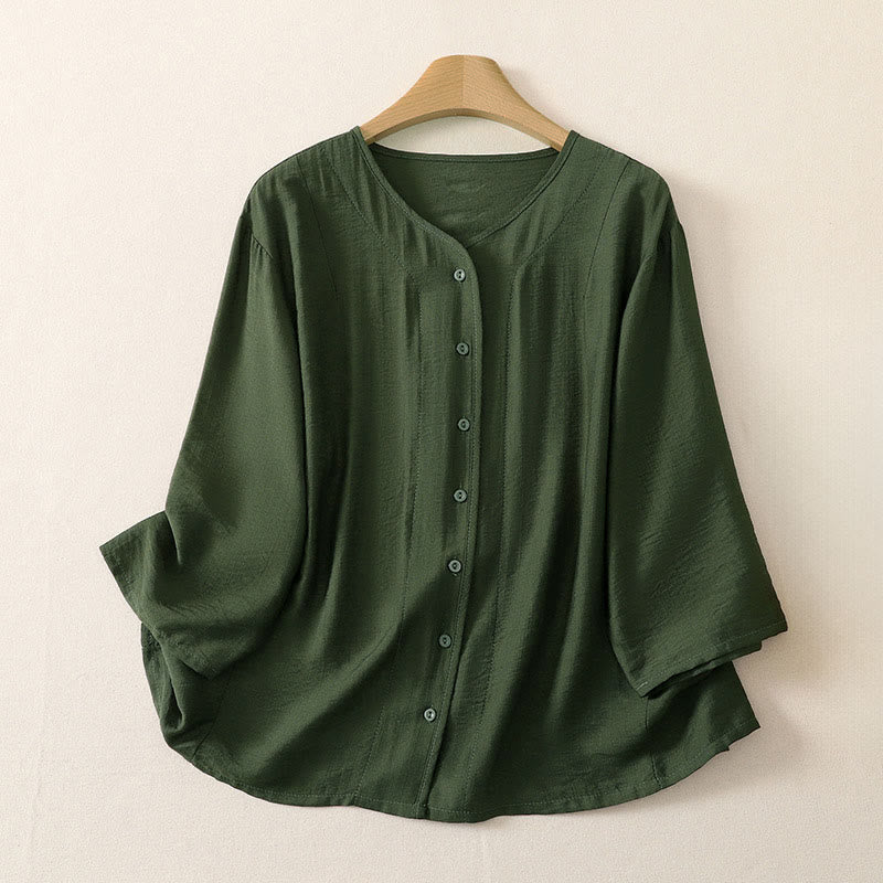 Nimara Ritual Summer Casual Minimalist Button-Up Solid Women's Long Sleeve Shirts