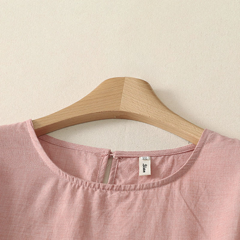 Nimara Ritual Summer Casual Minimalist Solid Crew Neck Women's Long Sleeve Shirts
