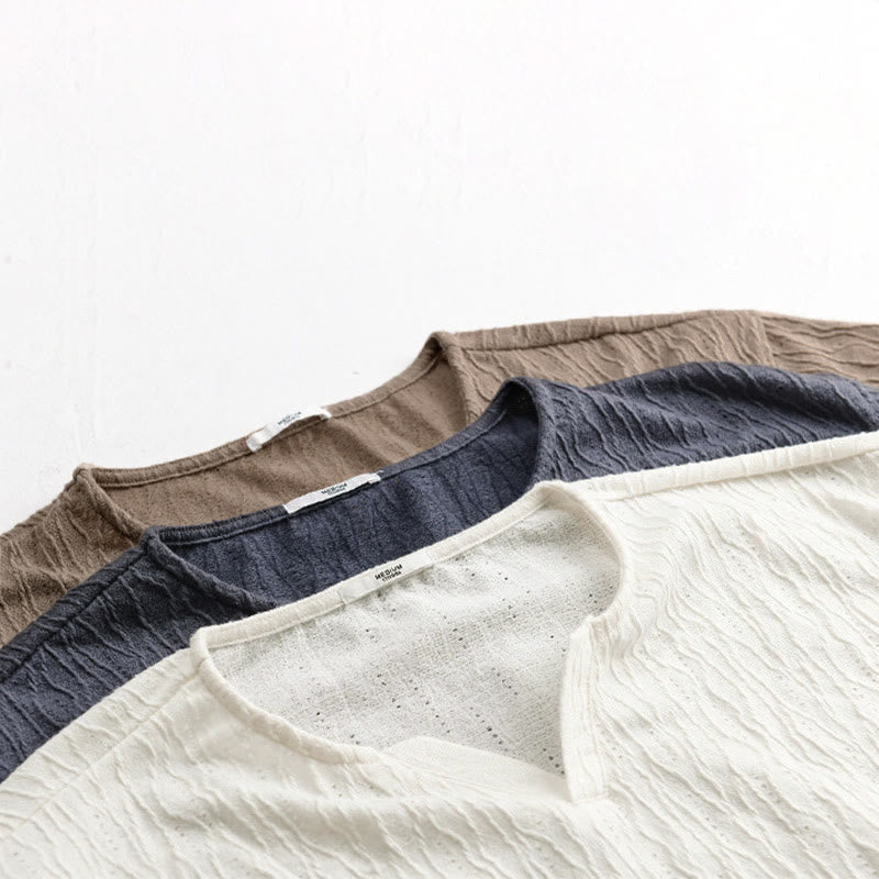 Nimara Ritual Summer Casual Minimalist Solid V-Neck Men's Short Sleeve T-Shirts