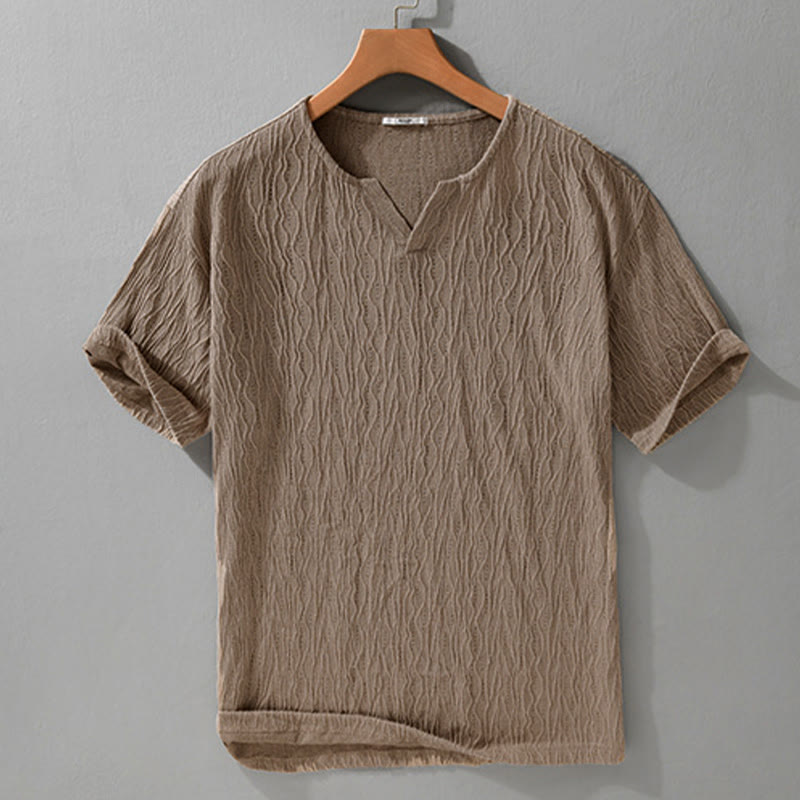 Nimara Ritual Summer Casual Minimalist Solid V-Neck Men's Short Sleeve T-Shirts