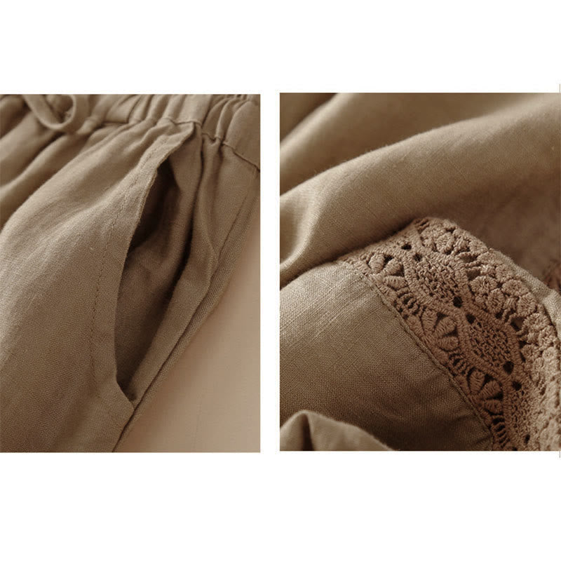 Nimara Ritual Solid Color Flower Loose Drawstring Harem Pants With Pockets