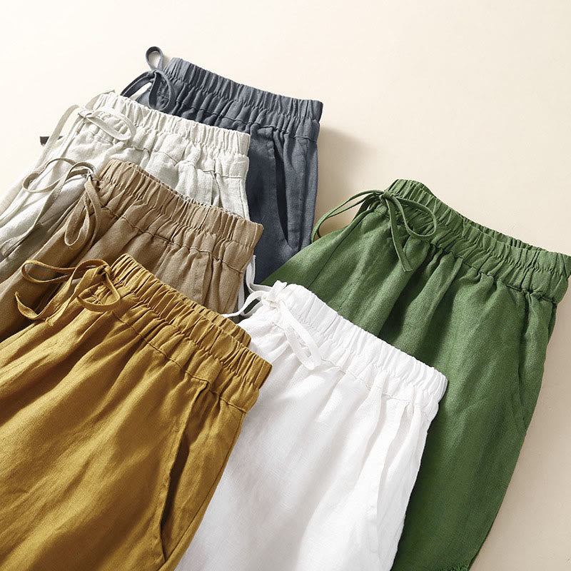 Nimara Ritual Solid Color Flower Loose Drawstring Harem Pants With Pockets
