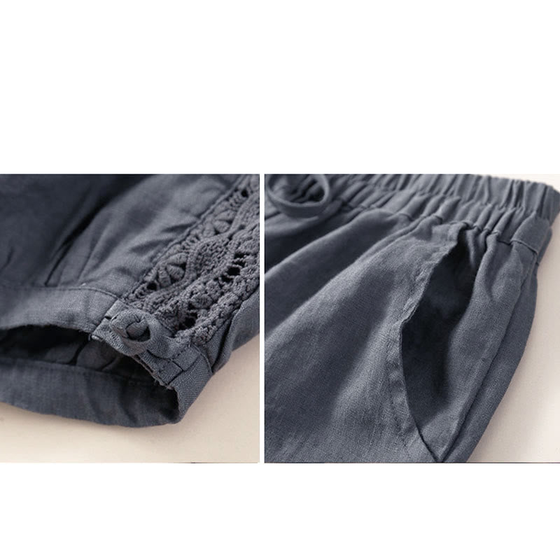 Nimara Ritual Solid Color Flower Loose Drawstring Harem Pants With Pockets