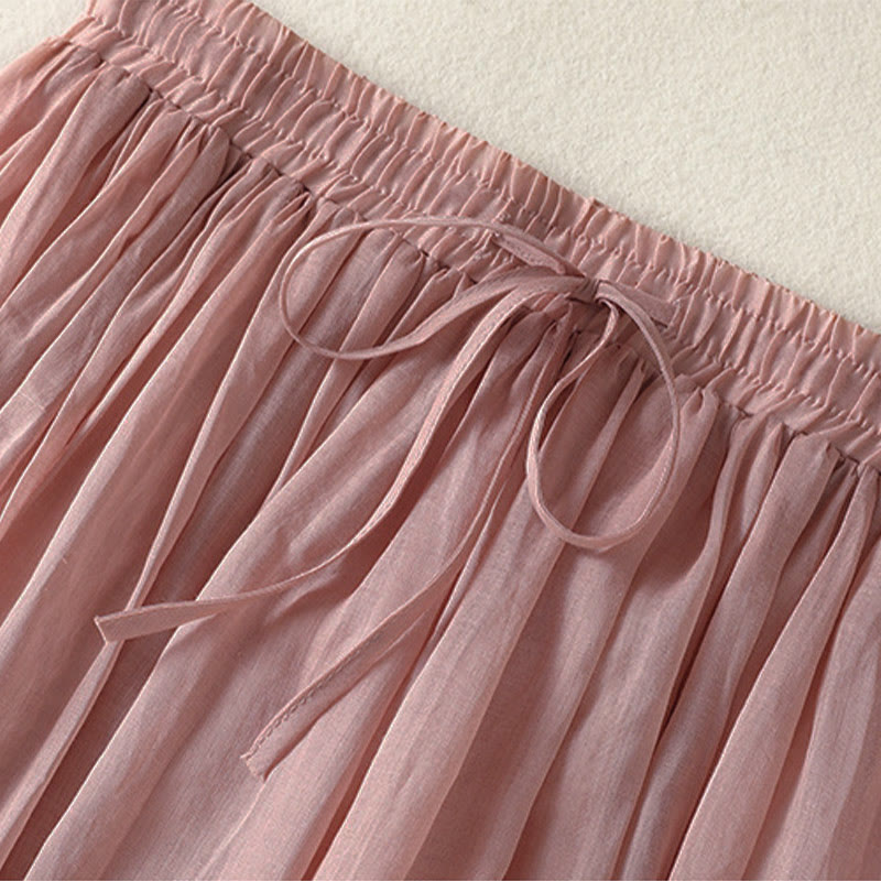 Nimara Ritual Summer Plain Drawstring Lace Patchwork Design Women's 7-8 Length Skirt