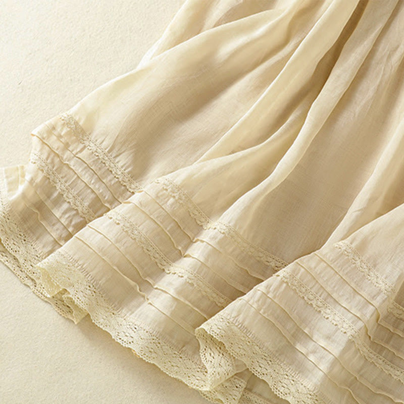 Nimara Ritual Summer Plain Drawstring Lace Patchwork Design Women's 7-8 Length Skirt