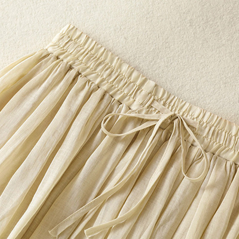 Nimara Ritual Summer Plain Drawstring Lace Patchwork Design Women's 7-8 Length Skirt
