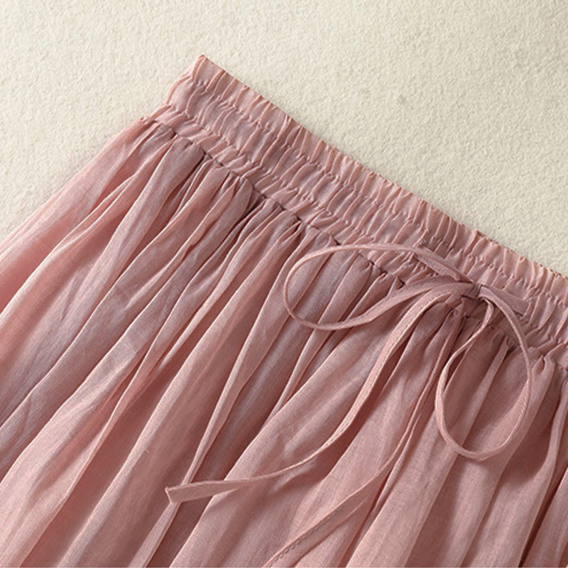 Nimara Ritual Summer Plain Drawstring Lace Patchwork Design Women's 7-8 Length Skirt