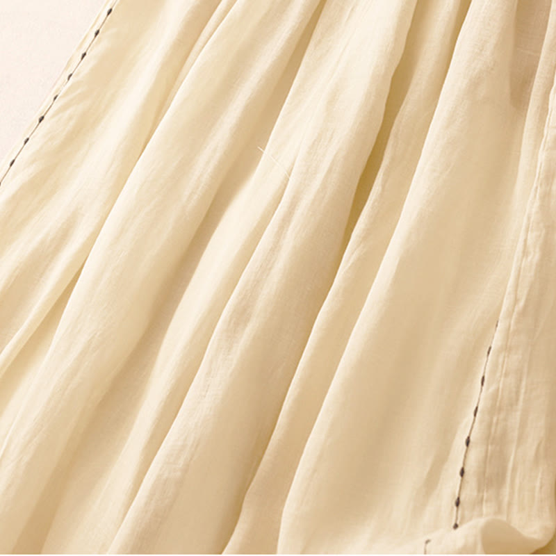 Nimara Ritual Commute Solid Color Embroidery Drawstring Women's Wide Leg Ankle-Length Pants With Pockets