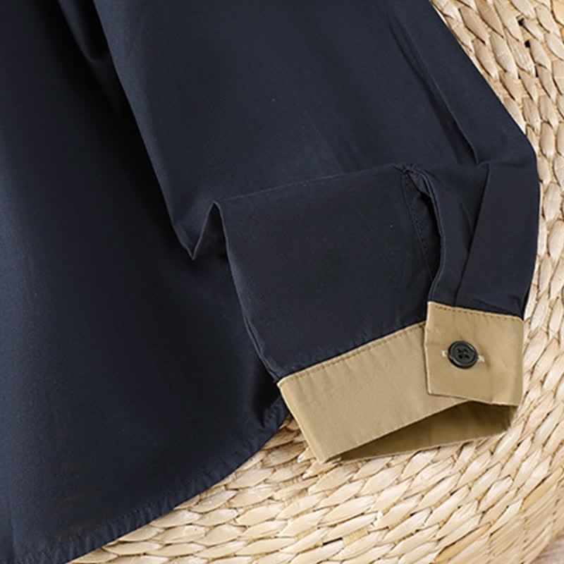 Nimara Ritual Summer Casual Minimalist Solid Contrast Trim Women's Long Sleeve Shirts With Patch Pocket