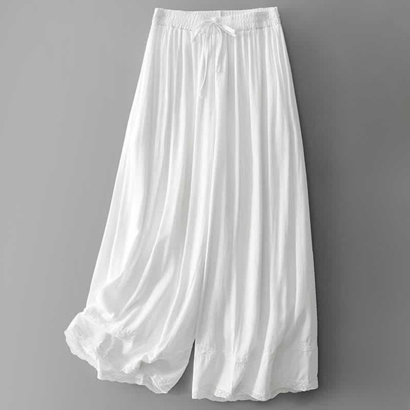 Nimara Ritual Summer Casual Elegant Drawstring Solid Cropped Pants Women's Wide Leg Pants With Pockets