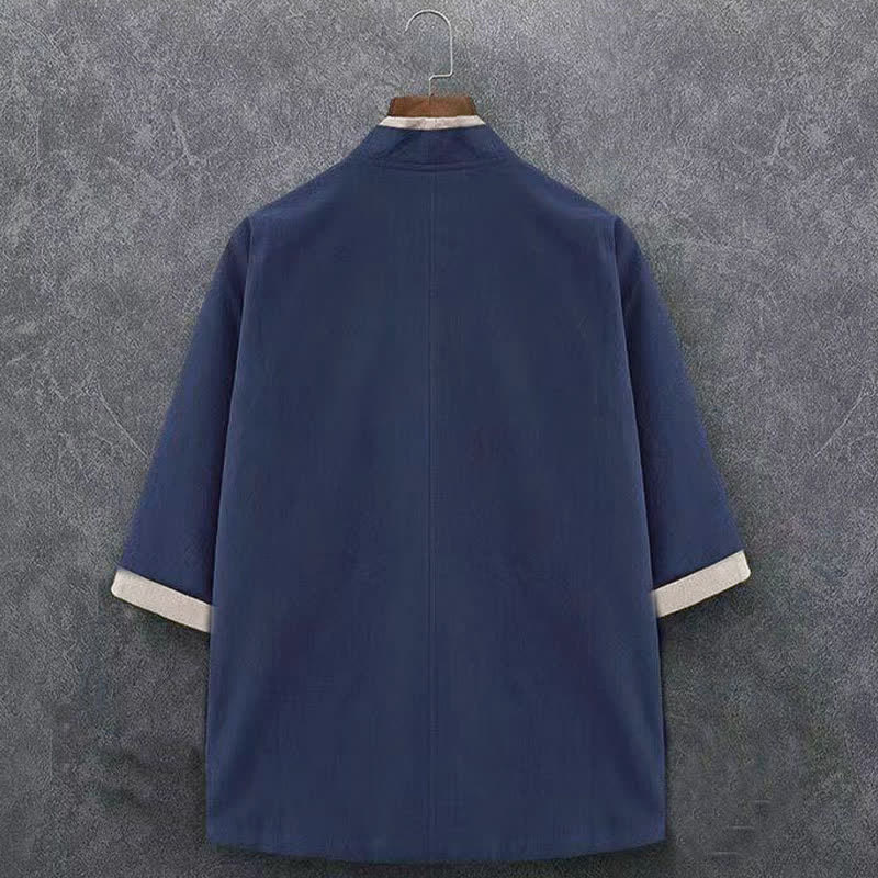 Nimara Ritual Spring Summer Minimalist Casual Knot Button Solid Cotton Three-Quarter Sleeve Men's Kimono