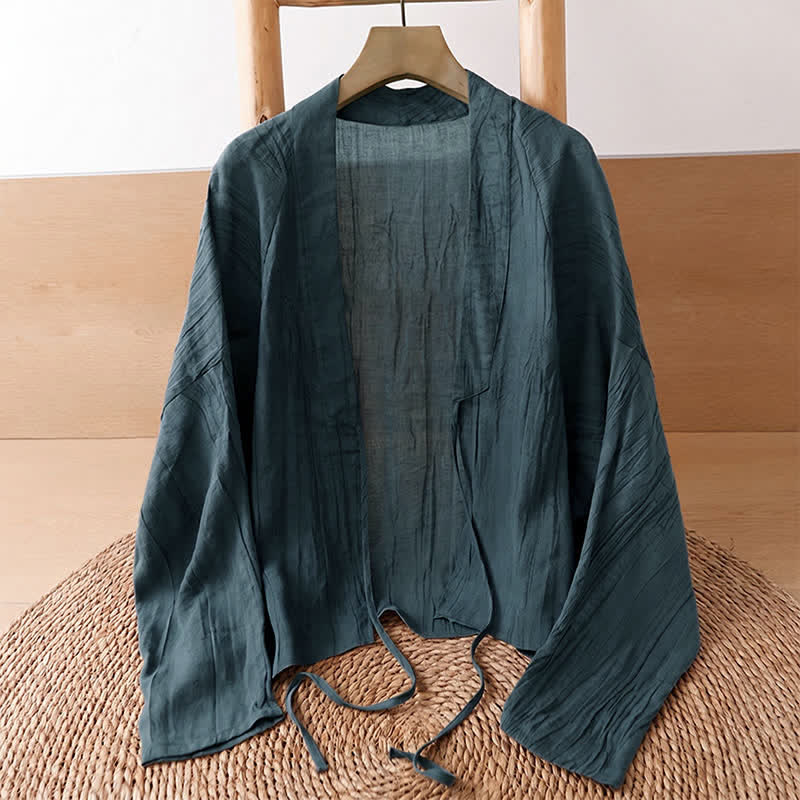Nimara Ritual Summer Casual Boho Wrinkle Design Drawstring Solid Women's Kimono