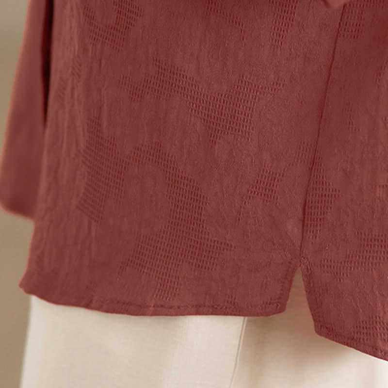 Nimara Ritual Spring Summer Vintage Tang Style Embroidery Mandarin Collar Floral Women's Long Sleeve Shirts