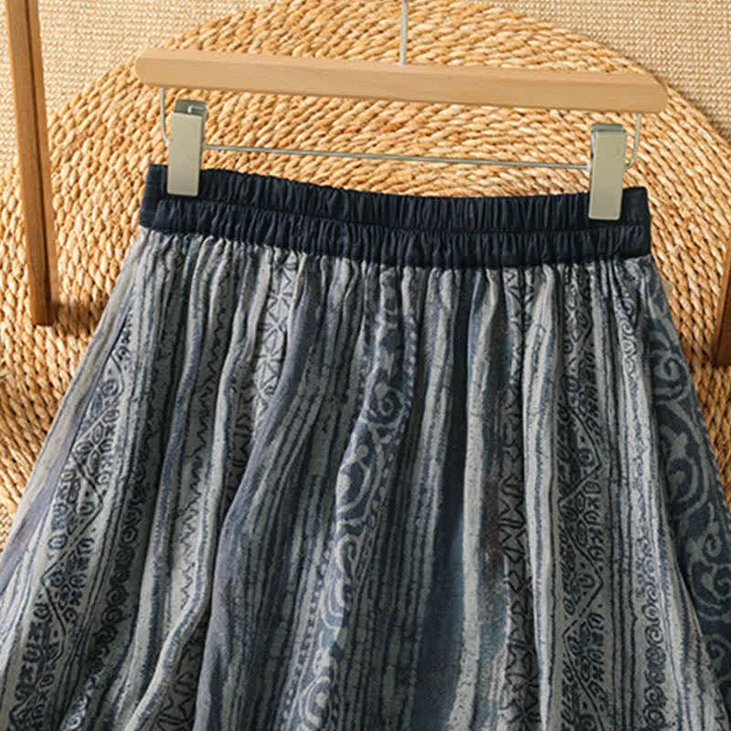 Nimara Ritual Spring Summer Casual Bohemian Drawstring Geometric Women's Skirts With Pockets