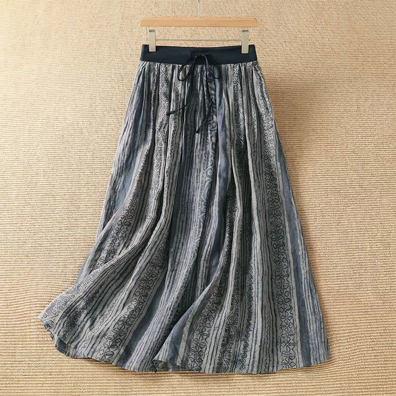 Nimara Ritual Spring Summer Casual Bohemian Drawstring Geometric Women's Skirts With Pockets
