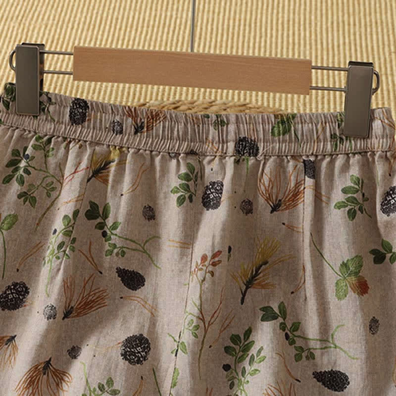 Nimara Ritual Summer Casual Boho Floral Plant Women's Skirts With Pocket