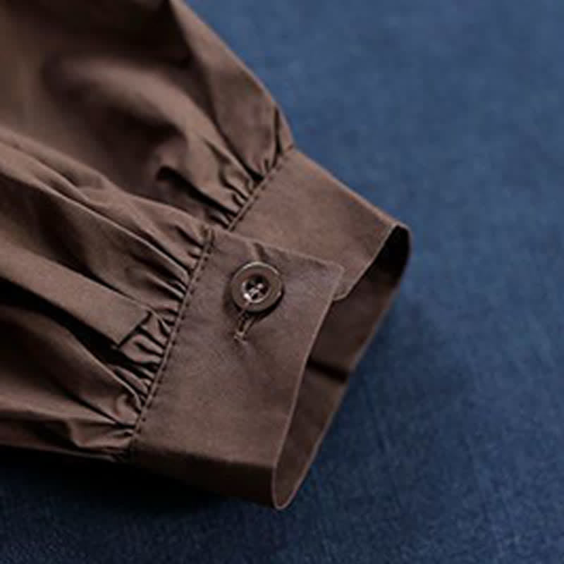 Nimara Ritual Spring Fall Casual Vintage Crew Neck Peplum Hem Drawstring Solid Women's Long Sleeve T-Shirt