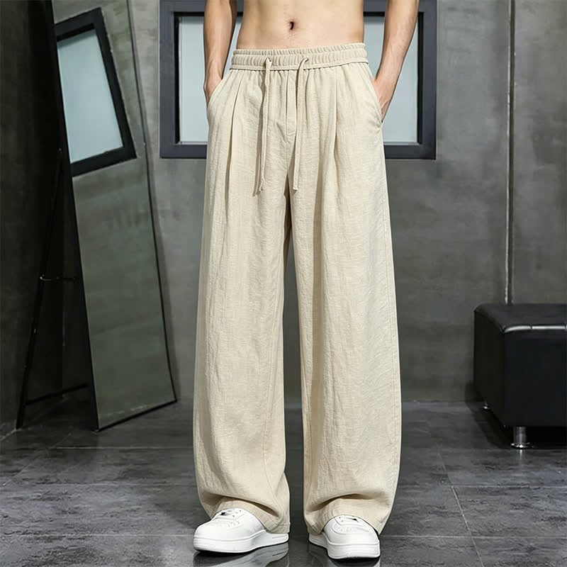Nimara Ritual Spring Summer Casual Drawstring Solid Long Pants Men's Straight Leg Pants With Pocket