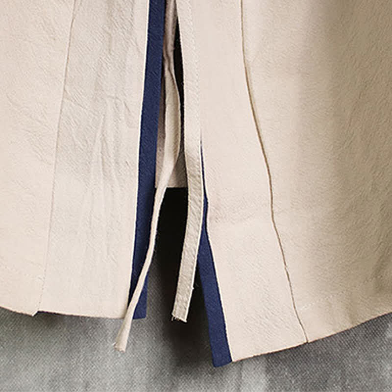 Nimara Ritual Spring Fall Casual Tang Style Drawstring Contrast Trim Solid Men's Kimono