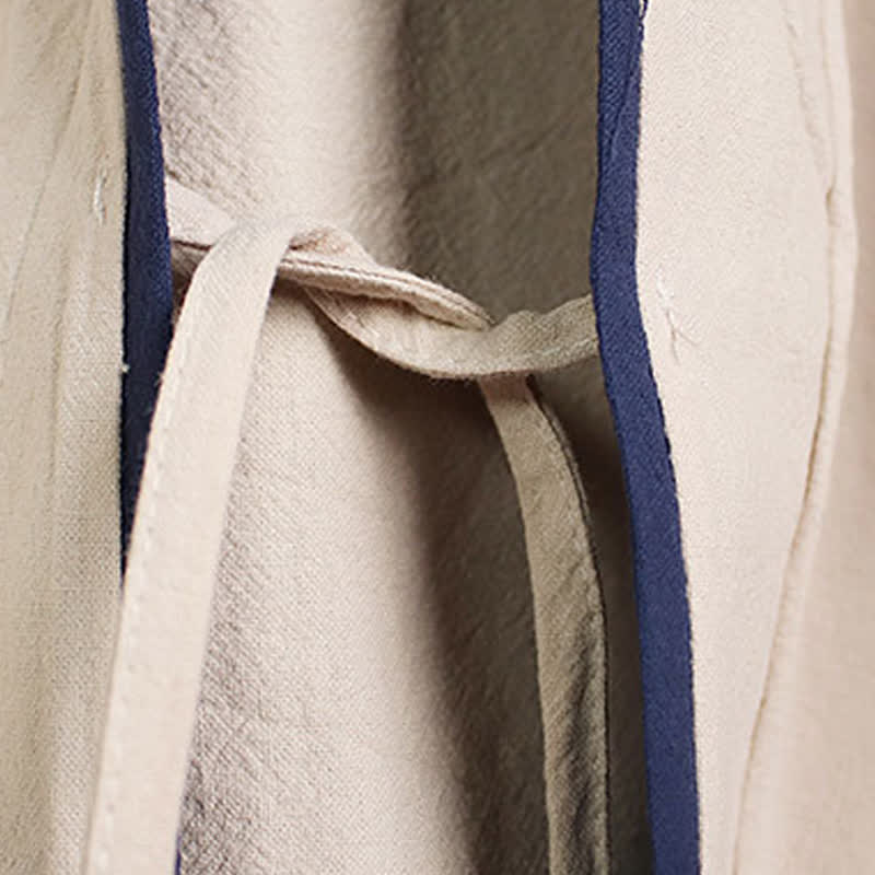 Nimara Ritual Spring Fall Casual Tang Style Drawstring Contrast Trim Solid Men's Kimono