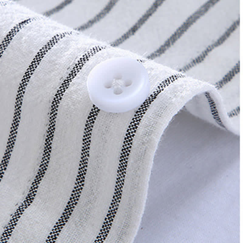 Nimara Ritual Spring Fall Casual Minimalist Button-Up Vertical Striped Men's Long Sleeve Shirts With Patch Pocket