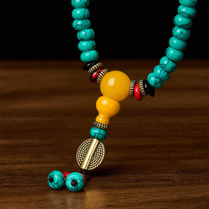 Nimara Ritual Turquoise Abacus Beads Dzi Bead Communication and Prosperity Mala