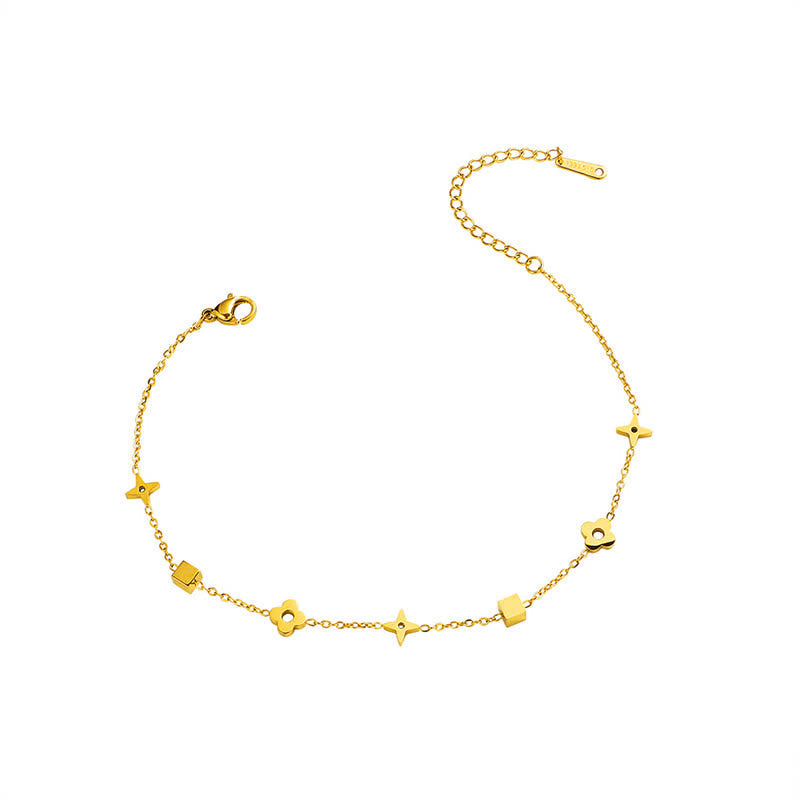 Nimara Ritual Titanium Steel Floral Charm Elegant Stimulation Anklet