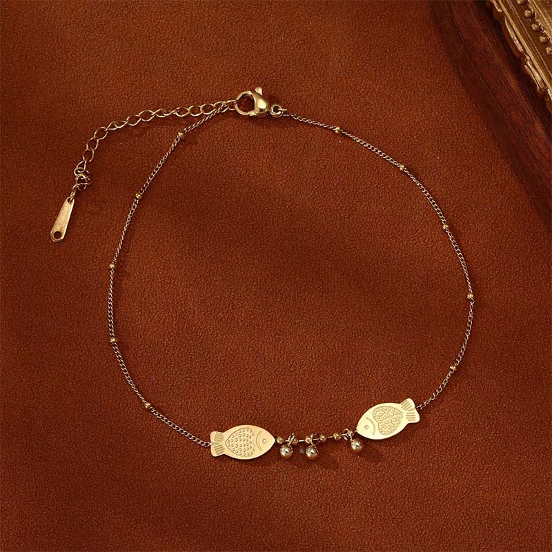 Nimara Ritual Titanium Steel Double Koi Fish Calm Anklet