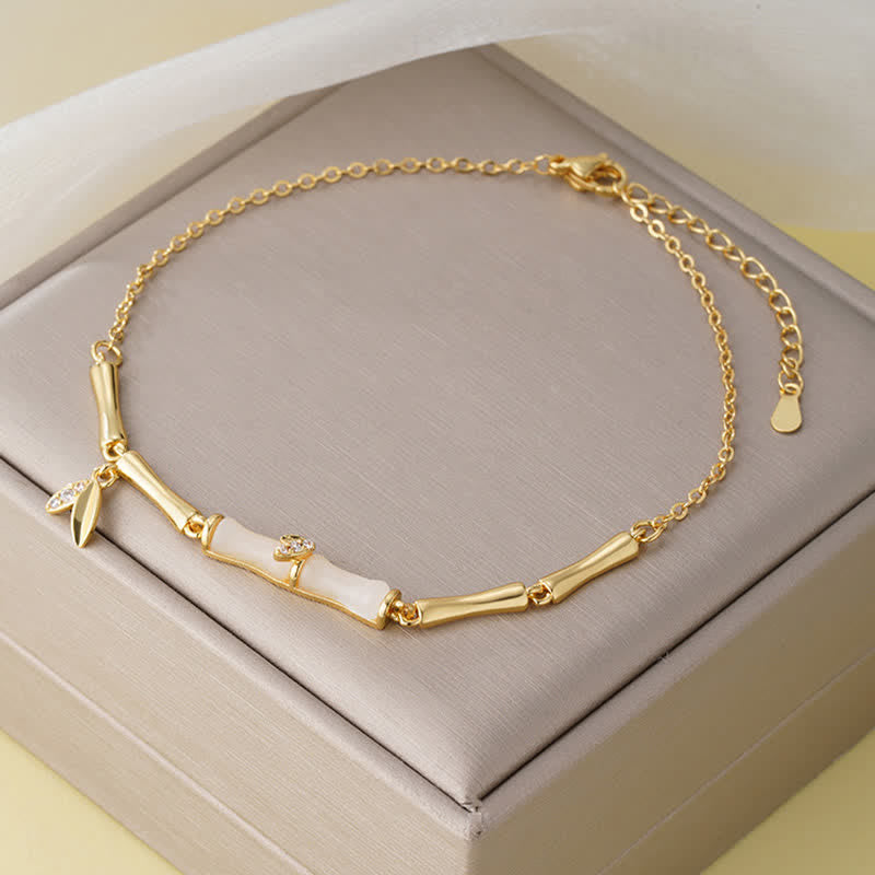 Nimara Ritual Copper Bamboo Leaves Wealth Chain Anklet