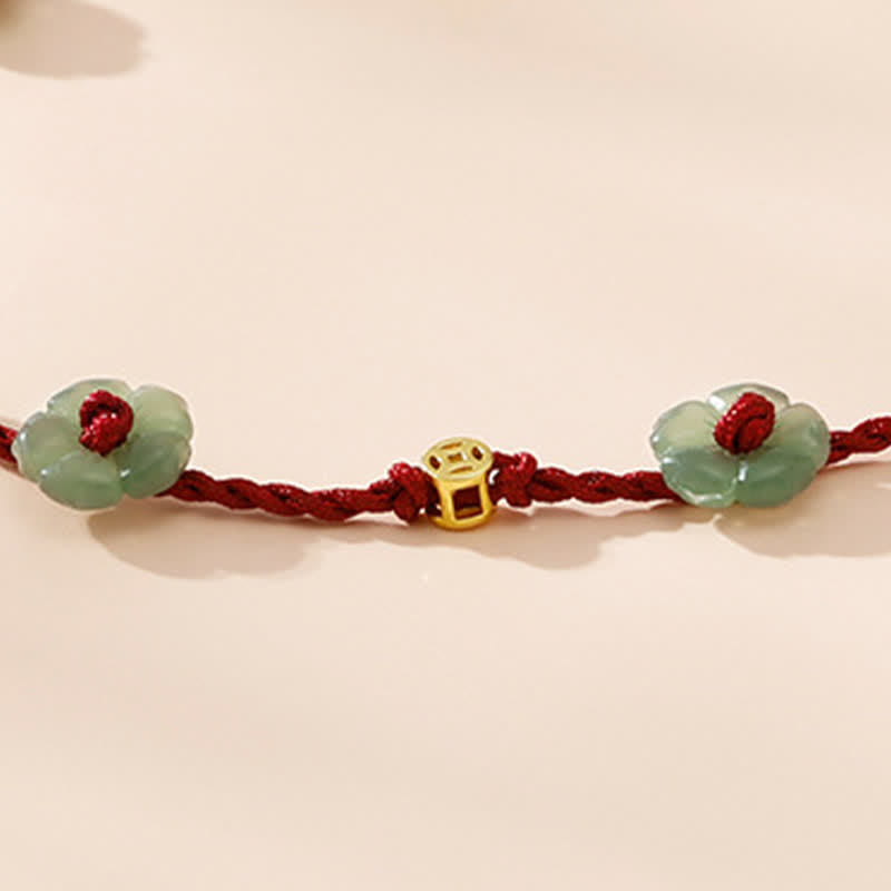 Nimara Ritual Hand-Woven Red String Protection Floral Charm Anklet