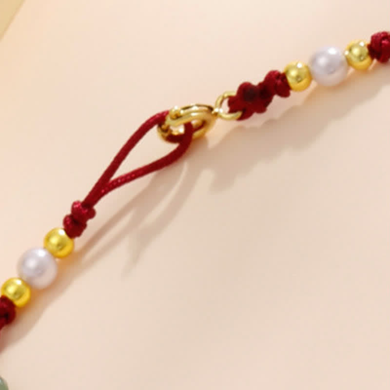 Nimara Ritual Hand-Woven Red String Protection Floral Charm Anklet