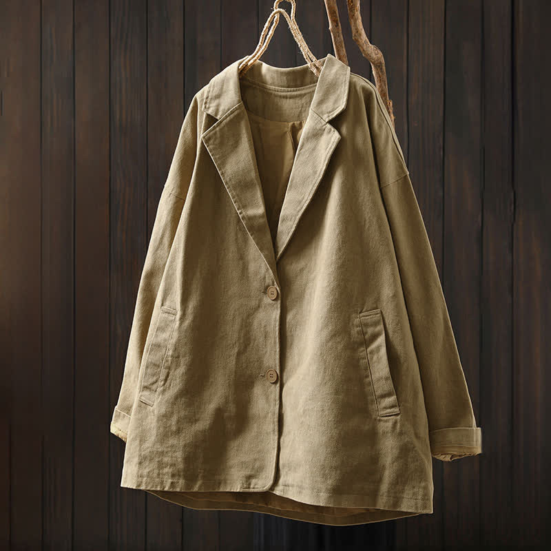 Nimara Ritual Spring Fall Buttons Lapel Collar Long Sleeve Mid-length Women's Jacket With Pockets