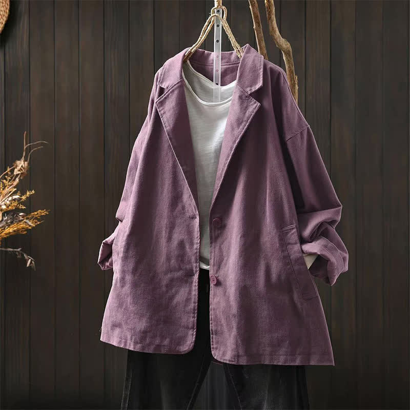 Nimara Ritual Spring Fall Buttons Lapel Collar Long Sleeve Mid-length Women's Jacket With Pockets