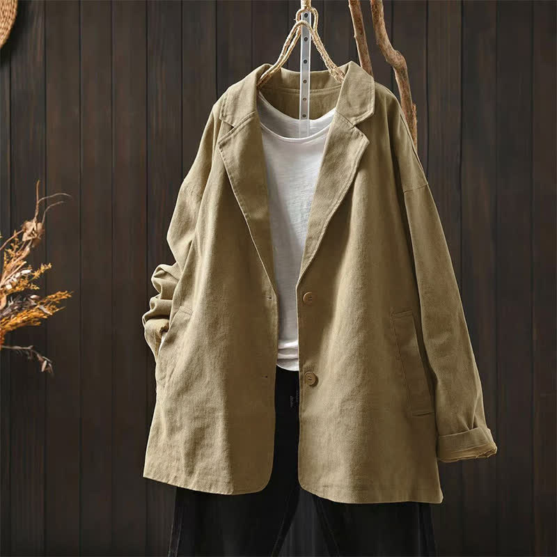 Nimara Ritual Spring Fall Buttons Lapel Collar Long Sleeve Mid-length Women's Jacket With Pockets