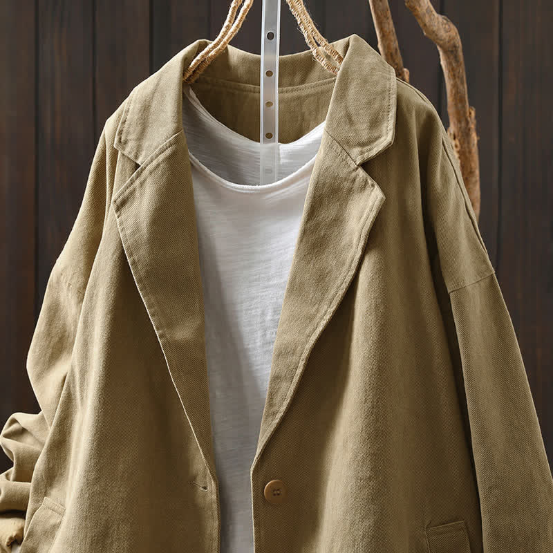 Nimara Ritual Spring Fall Buttons Lapel Collar Long Sleeve Mid-length Women's Jacket With Pockets