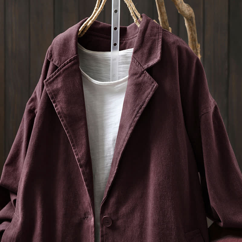 Nimara Ritual Spring Fall Buttons Lapel Collar Long Sleeve Mid-length Women's Jacket With Pockets