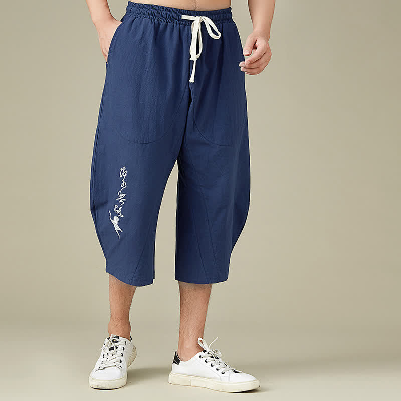 Nimara Ritual Casual Solid Color Leisure Cotton Men's Tapered Pants With Pockets