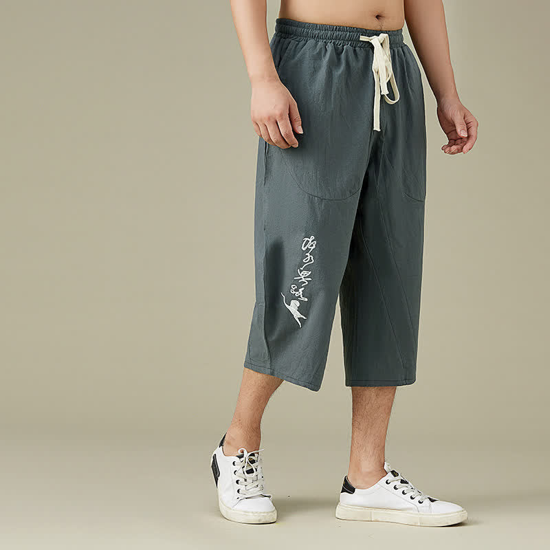 Nimara Ritual Casual Solid Color Leisure Cotton Men's Tapered Pants With Pockets
