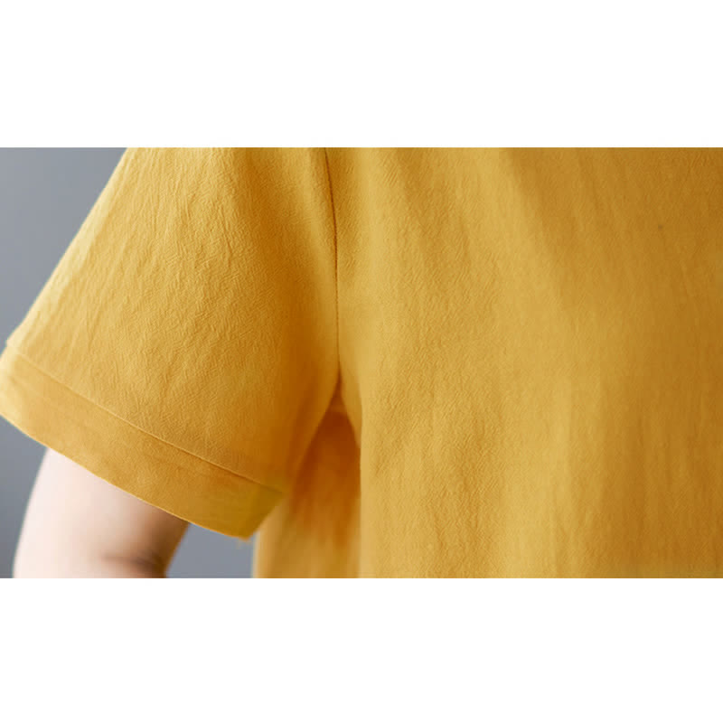 Nimara Ritual Side Slit Design Women's Cotton Polyester Crew Neck Short Sleeve T-Shirt Wtih Pocket
