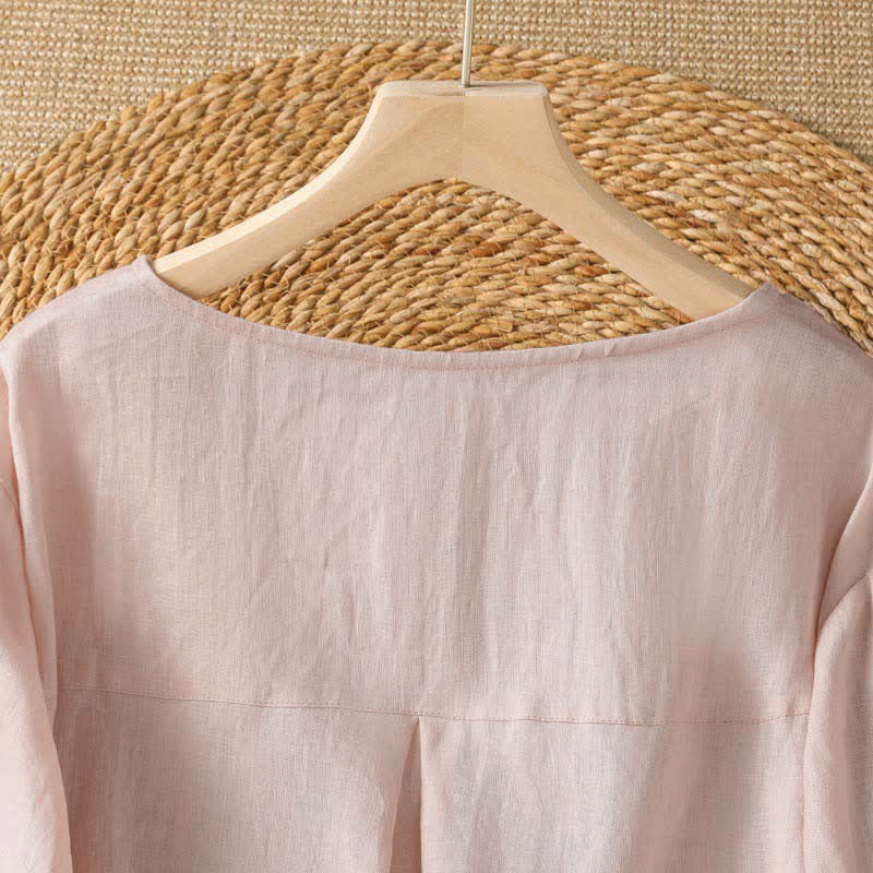 Nimara Ritual Summer Casual Elegant Embroidery White Floral Crew Neck Women's Long Sleeve T-Shirt