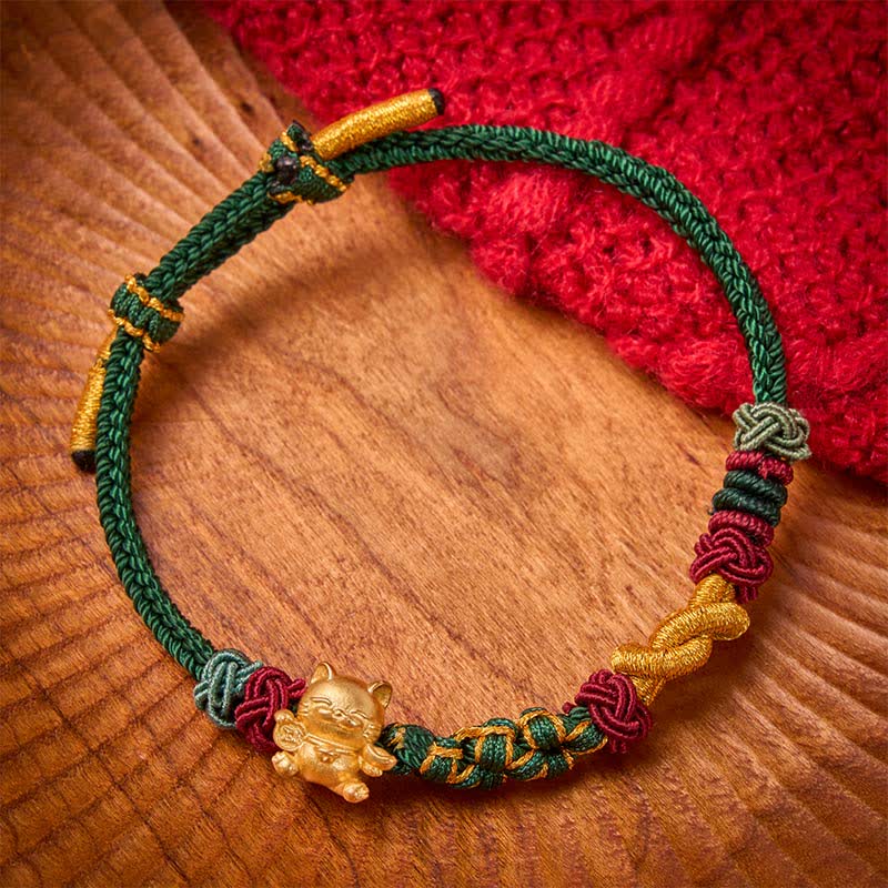 Nimara Ritual Hand-Woven Red String Lucky Cat Protection Bracelet