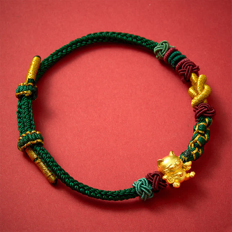 Nimara Ritual Hand-Woven Red String Lucky Cat Protection Bracelet