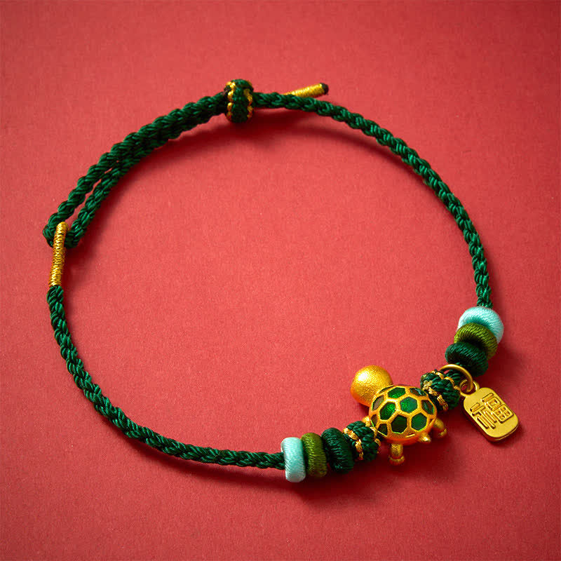 Nimara Ritual Hand-Woven Red String Turtle Fu Character Endurance Bracelet