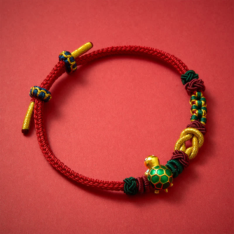 Nimara Ritual Hand-Woven Copper Turtle Red String Protection Bracelet