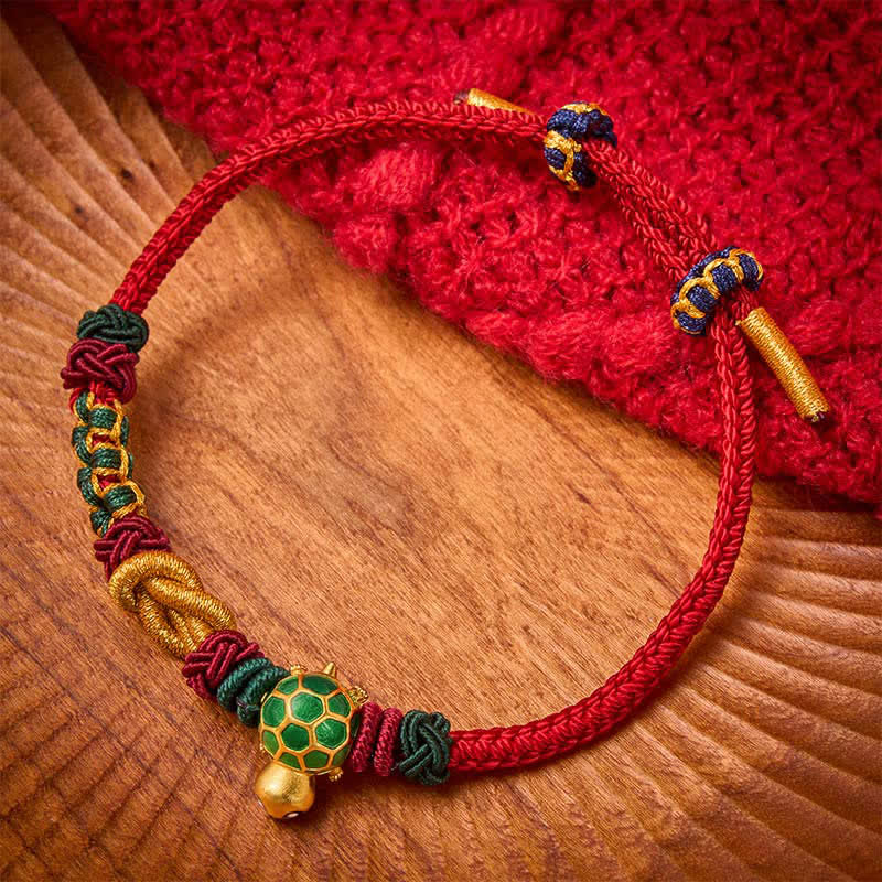 Nimara Ritual Hand-Woven Copper Turtle Red String Protection Bracelet
