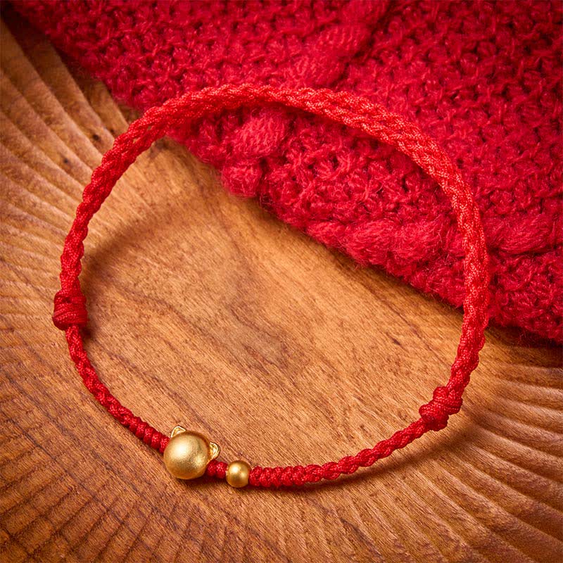 Nimara Ritual Red String Copper Cat Head Protection Bracelet