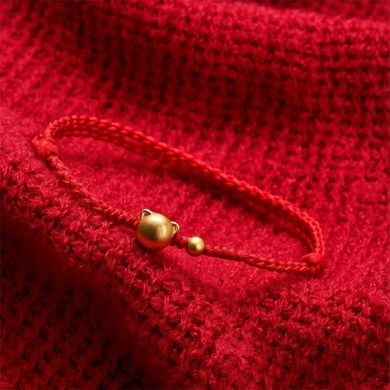 Nimara Ritual Red String Copper Cat Head Protection Bracelet