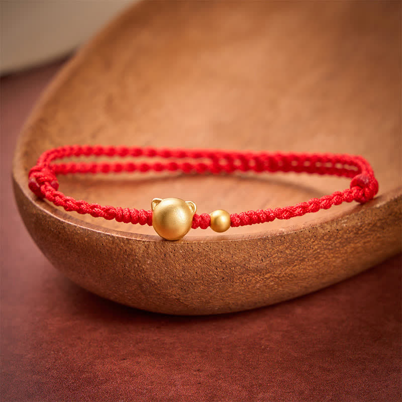 Nimara Ritual Red String Copper Cat Head Protection Bracelet
